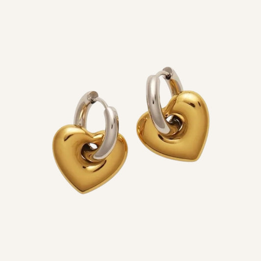 Pendientes corazón combinado