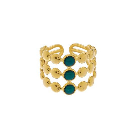 Anillo triple punto verde