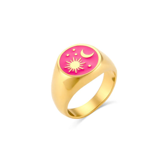 Anillo Sol y Luna rosa